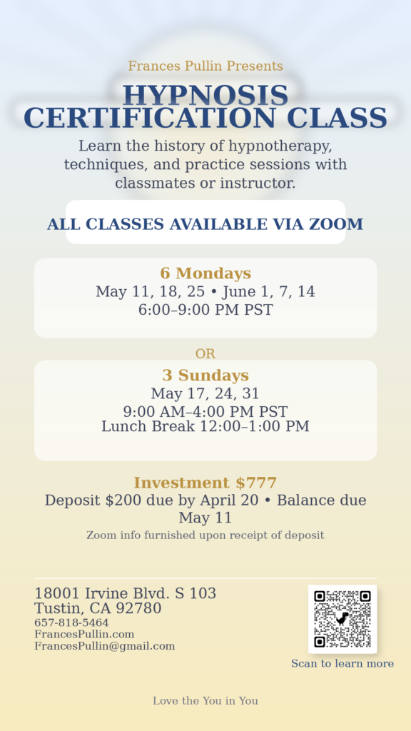 Hypnotherapy Certification Tustin Los Angeles Online