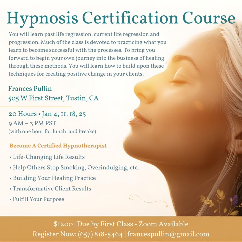 Hypnotherapy Certification Tustin Los Angeles Online